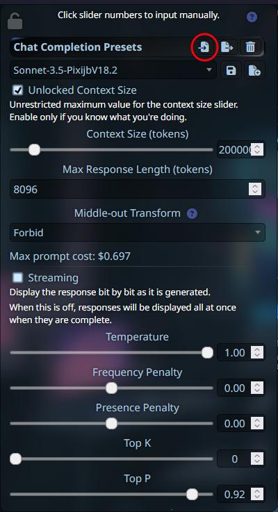 Navigate to Presets Tab